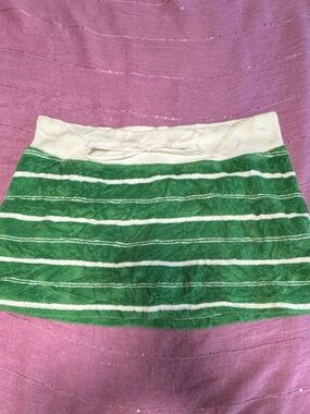 Abercrombie & Fitch Green and White Striped Knit Skirt
